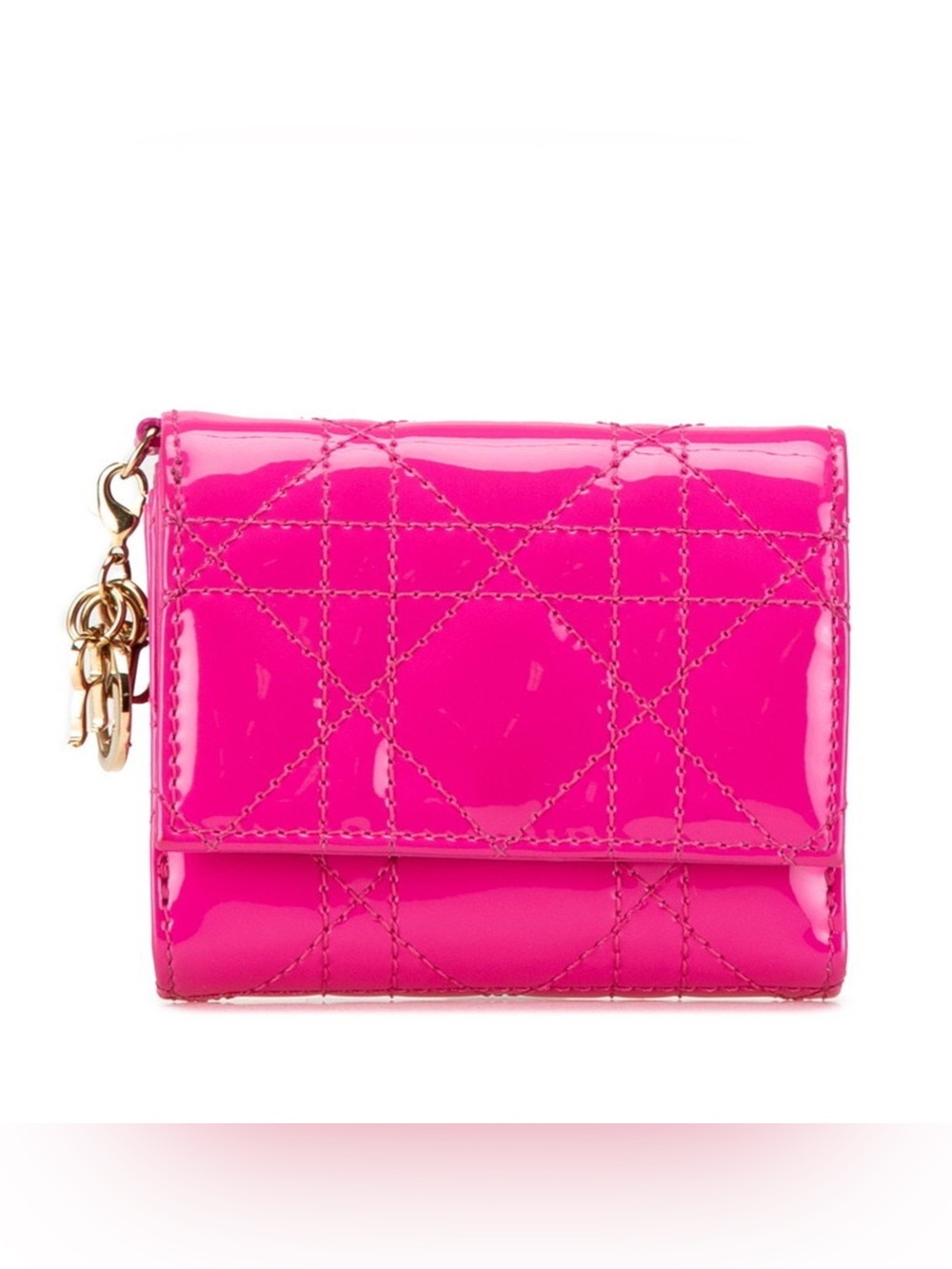 BRAND NEW 💕🩷 Lady Dior Quilted Patent Mini Wallet in RANI Pink
